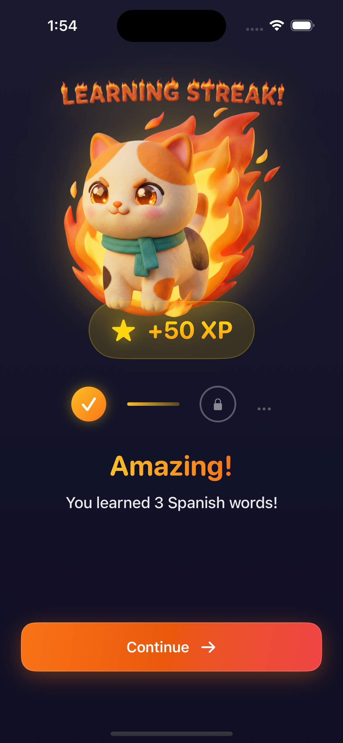 CocoLingo app - Streak celebration